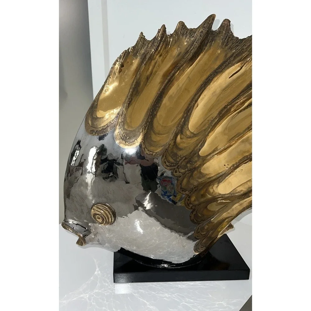 (20)P. GRANCHI VINTAGE LARGE ITALIAN ART DECO CERAMIC FISH GOLD COLOR RARE